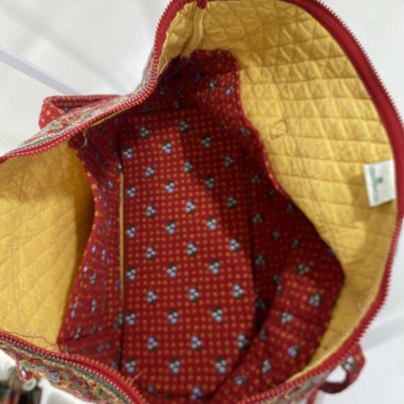 Vera Bradley Large Tote Shoulder Zip Travel Bag Red Provincial 22” X 12” - Picture 6 of 12